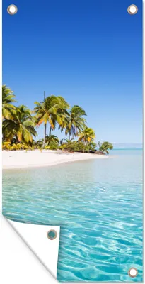 Produktbild von MuchoWow® 80x160 cm Outdoor-Poster Gartendeko Sichtschutz Garten Poster für den Garten  Meer - Tropisch - Sommer