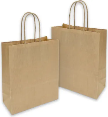 Produktbild von 25x Papiertragetasche Geschenktüte mit Kordel 18x8x22cm 90g Kraftpapier braun