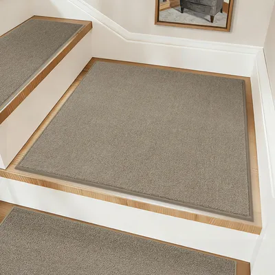 Treppenmatte quadratisch beige 76x76 cm rutschfest waschbar