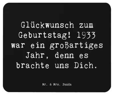 Produktbild von Mr. & Mrs. Panda Mauspad Spruch 1933 Geburtstag - Schwarz - Geschenk, liebevolles Zitat, Dankbarkeit, Feier, Mousepad, mousematte, Happy Birthday, laptop, Mouse Pad