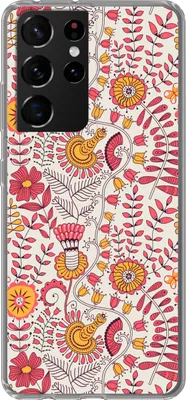 Produktbild von MuchoWow® Handyhülle Schutzhülle Hülle für Telefoonhoesje Samsung Galaxy S21 Ultra Blumen - Design - Rosa - Orange Silikon Softcase Handy Hülle - Mobiltelefon