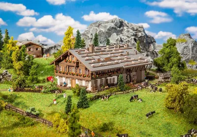 Große Alpenboerderij mit Scheune, Modellbau, 1 St.