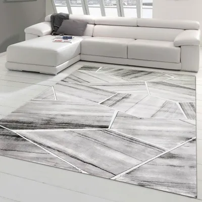 Obrázok produktu pre Koberec do obývačky moderný koberec s geometrickým vzorom v sivej krémovej farbe veľkosť - 160 x 230 cm