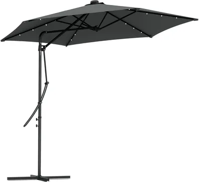 Obrázek produktu pro Slunečník - závěsný slunečník - balkonový slunečník - zahradní slunečník - stojací slunečník - průměr 290 cm - s LED osvětlením