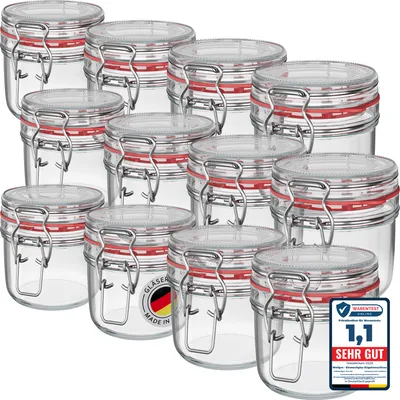 Produktbild von WELLGRO Einmachgläser mit Bügelverschluss rund 255ml - Vorratsgläser