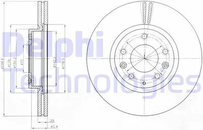 Produktbild von 2x DELPHI Bremsscheibe BG4255C für MAZDA 6 Kombi (GH) 6 Schrägheck (GH) 6 (GH)