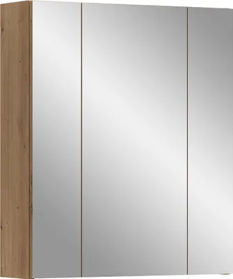 Produktbild von Badezimmer Spiegelschrank mit 60 cm Breite in Eiche, 3 Spiegeltüren mit 3D-Funktion - IGGESUND-158