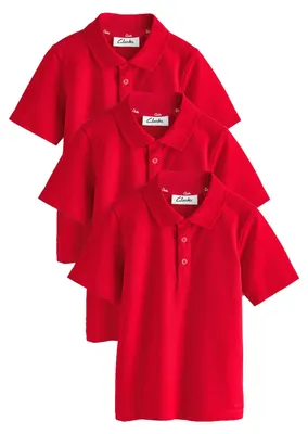 Productafbeelding van Clarks - Poloshirt voor jongens, korte mouwen (3-pack) CT305 (110) (Rood)