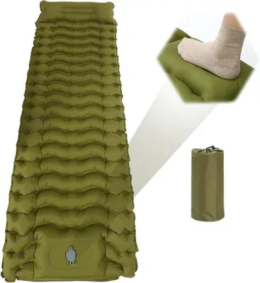 Produktbild von Selbstauflaufederbett - pumphafte und wasserdichte Matratze - kompakt und tragbar - Luftzeltbett für draußen - Militärgrün