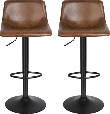 Produktbild von 2er Set Barhocker Barstuhl Bistrohocker Tresenhocker Retro aus Kunstleder Metall höhenverstellbar drehbar
