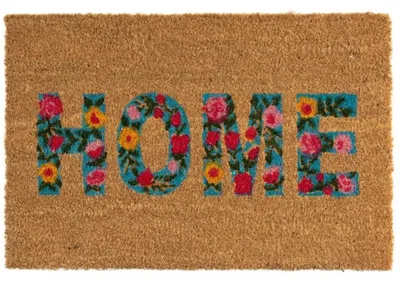 Immagine prodotto di Tappetino per interni ed esterni HowHomely, antiscivolo, in fibra di cocco, con motivo floreale, ideale per raccogliere lo sporco, dimensioni 60x40 cm