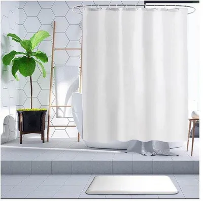 Productafbeelding van Ibenzoa® Extra brede en lange douchegordijn, waterdicht en schimmelwerend, 180 x 200 cm, 100% polyester, verstevigde, roestvrije oogjes met ringen