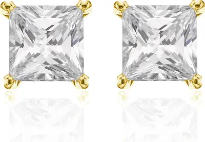 Produktbild von New Bling 9NB-0047 Zilveren oorstekers - zirkonia vierkant 8 mm - goudkleurig
