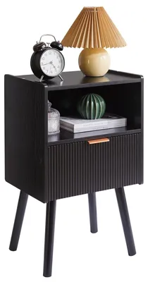 Obrázok produktu pre Moderný nočný stolík s zásuvkami - čierna farba - 40 x 30 x 65 cm