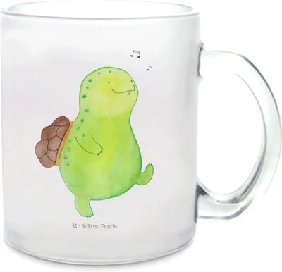 Produktbild von Mr. & Mrs. Panda Häferl Schildkröte Pfeifen - Transparent - Geschenk, Tee Tasse, Pott, Motivation, Neuanfang, Teeglas, Lebensfreude, Schildkröten, Trinkglas, Teetasse