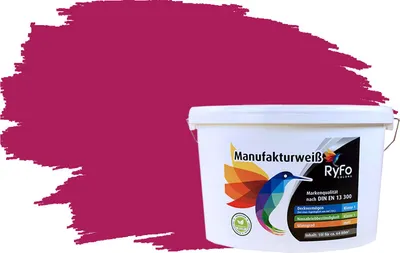 Produktbild von RyFo Colors Bunte Wandfarbe Manufakturweiß Bougainvillearot 10l - weitere Rot Farbtöne und Größen erhältlich, Deckkraft Klasse 1, Nassabrieb Klasse 1
