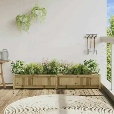 Produktbild von Pflanzkübel - Blumenkasten für außen - 180x31x31 cm - kesseldruckimprägniertes Kiefernholz - rechteckig