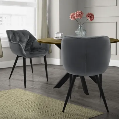 Produktbild von ML-Design 2er Set Esszimmerstuhl mit Rückenlehne, Anthrazit, aus Samt
