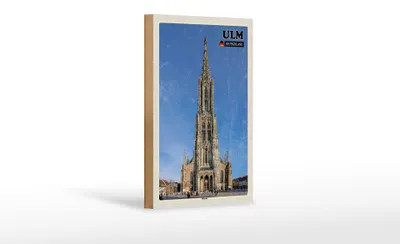 Produktbild von Holzschild Städte Ulm Deutschland Münster Dekoration 12x18 cm