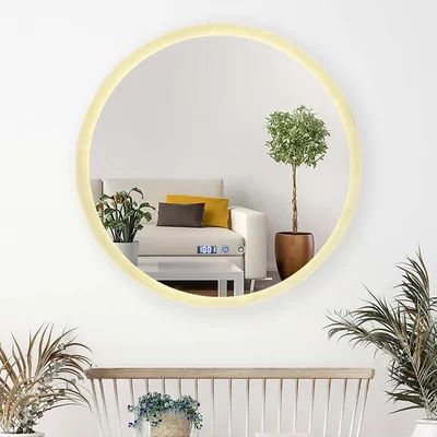 Image de ZELURXX Miroir de salle de bain rond à LED, 3 couleurs de lumière, intensité réglable en continu de 0 à 100 %, verre incassable, étanche, inoxydable, fonction mémoire, 70 cm