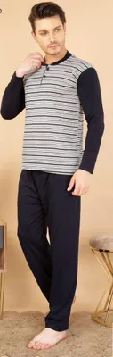 Immagine prodotto di Pigiama uomo cotone grigio XXL lungo 2 pezzi R-89