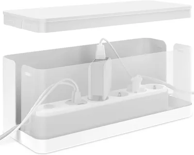 Obrázok produktu pre Káblový box ACROPAQ - jednoducho ukryjete káble a zásuvky, stredný (32 x 13,2 x 12,7 cm), vodotesný, protišmykový, správa káblov bez neporiadku - biely / stredný
