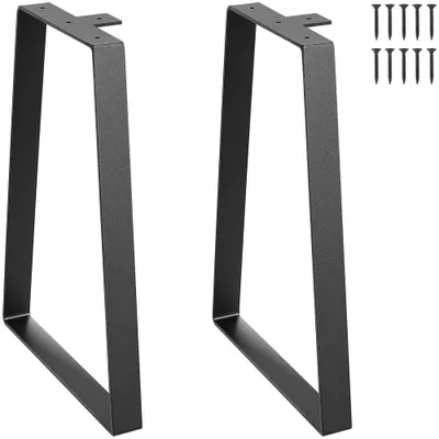 Image de lot de 2 patins de table - piètement de table de haute qualité - charge admissible de 181 kg - pieds de table en acier au carbone - pieds de meuble en noir - piètement de table idéal pour tables de cuisine, consoles de salon, tables de studio, etc.