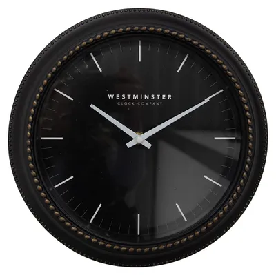 Productafbeelding van Clayre & Eef wandklok, diameter 28 cm, hoogte 5 cm, zwart, kunststof