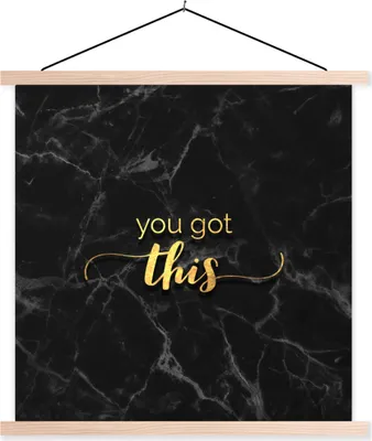 Produktbild von MuchoWow® Textilposter Zitate - Motivation - Gold - Marmor 120x120 cm mit holzfarbenen Rahmen - Textil-Poster
