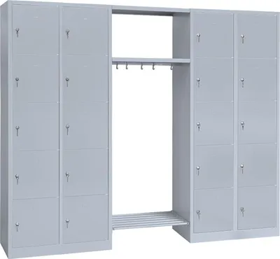 Produktbild von Schließfachgarderobe Wertfachschrank Fächerschrank Spind Umkleideschrank Garderobe mittig 20 Fächer-Spint Lichtgrau 525550