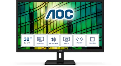 Produktbild von AOC E2 Q32E2N LED display 80 cm (31.5 Zoll) 2560 x 1440 Pixel Quad HD Schwarz