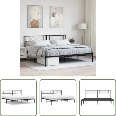 Produktbild von The Living Store Bettgestell mit Kopfteil Metall Schwarz 193x203 cm