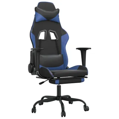 Produktbild von vidaXL Gaming-Stuhl mit Fußstütze Schwarz und Blau Kunstleder