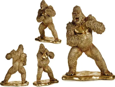 Obrázek produktu pro Dekorativní figurka gorily ze zlaté pryskyřice (25 x 56 x 42 cm)