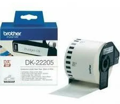 Produktbild von Brother DK-22205, Schwarz auf weiss, Etikettenrolle, DK, Weiß, Thermodirekt, China