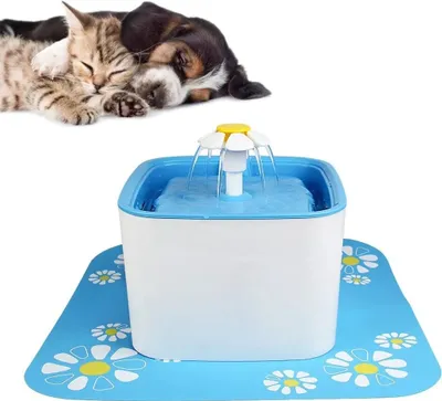 Produktbild von Automatischer 1,6L Trinkbrunnen für Haustiere–Wasserspender für Hunde, Katzen und Vögel, elektrischer Blumenbrunnen für sauberes und frisches Wasser.
