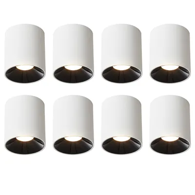 Produktbild von ZMH LED Deckenleuchte 8ER Aufputz 7W Deckenspots Warmweiß Aufbauspot Weiß Aufbaustrahler Rund Deckenstrahler Klein für Küche Wohnzimmer Esszimmer