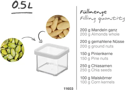 Produktbild von Premium Dose quadr, 0,5 l LOFT, Farbe:Transparent / Weiß