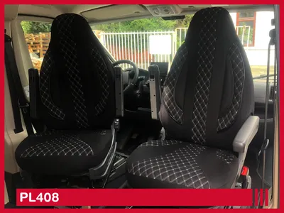 Produktbild von BREMER SITZBEZÜGE Maß Piloten Schonbezüge Sitzbezüge kompatibel mit Wohnmobil Camper Hymer Ducato Fahrer & Beifahrer WPL408 Schonbezug Set in Schwarz/Weiße Naht