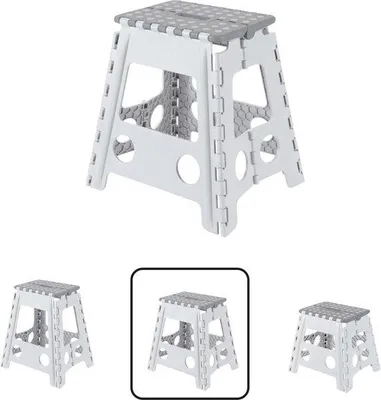 Produktbild von Famanu Klapphocker für Kinder und Erwachsene - tragbarer Falthocker - belastbar bis 150 kg - Camping und Garten - 39 cm hoch - weiß