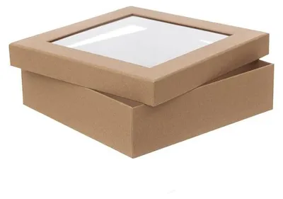 Produktbild von Kartonschachtel mit Sichtfenster – Naturfarben - 23,5 x 23,5 x 6,5 cm