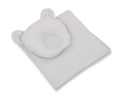 Produktbild von Babybettwäsche mit Füllung, Bettdecke und Kissen in Teddybärform - 2-teiliges Set - grau