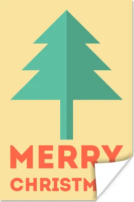 Produktbild von MuchoWow® Poster Weihnachten - Illustration - Weihnachtsbaum - Zitate - Frohe Weihnachten - Gelb 40x60 cm - Plakate für die Wand - Poster Babyzimmer