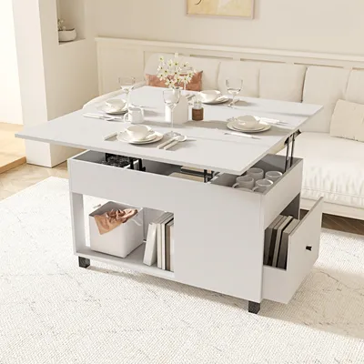 Image de Table basse - Table d'appoint - Table de salon - Table - Hauteur réglable