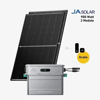 Produktbild von 900 Watt, Bifazial Komplettset, Balkonkraftwerk, Zendure Solarflow 800 Pro 2, 2 x AB2000L Zusatzbatterie