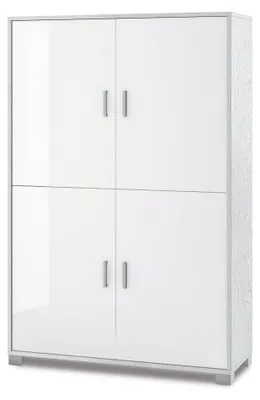 Immagine prodotto di Mobile 4 Ante 107x162x41 cm Bianco Fiammato/Bianco Lucido