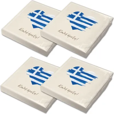 Produktbild von itenga 80x Serviette Herz Flagge GRIECHENLAND