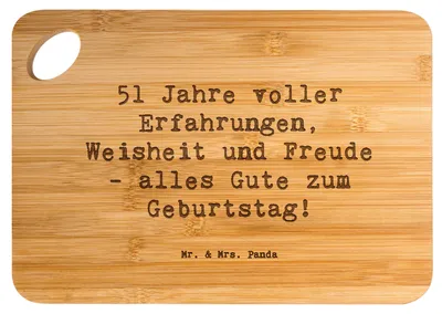 Produktbild von Mr. & Mrs. Panda Brett Spruch 51. Geburtstag - Transparent - Geschenk, Geburtstagsfeier, Schneidebrett, Geburtstagssprüche, Glückwunsch, Hackbrett, Frühstücksbrett