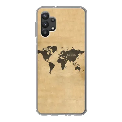 Produktbild von MuchoWow® Handyhülle Schutzhülle Hülle für Samsung Galaxy A32 5G Weltkarte - Braun - Zitat Silikon Softcase Handy Hülle - Softcase