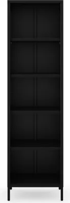 Produktbild von Jan Nowak Bücherregal Mario 4 höhenverstellbaren Einlegeböden (4x30 kg) und Wandmontage Metall Hochregal, 50 x 180 x 35 cm, Schwarz